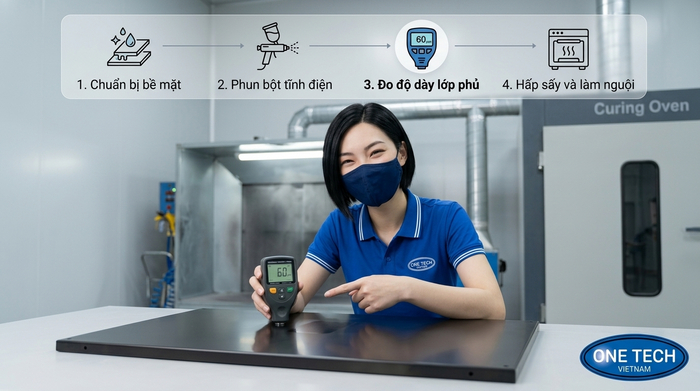 Kiểm tra độ dày lớp phủ sơn tĩnh điện tại Bắc Ninh bằng thiết bị đo