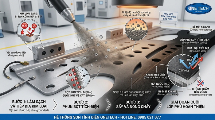 Nguyên lý lớp phủ sơn tĩnh điện chống gỉ cho kim loại tại Bắc Ninh