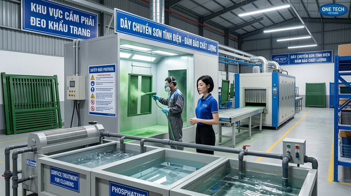 Quy trình sơn tĩnh điện an toàn tại Bắc Ninh từ xử lý bề mặt đến sấy hoàn thiện
