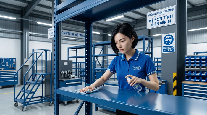 Bảo trì lớp sơn tĩnh điện Bảo trì lớp sơn tĩnh điện trên giá kệ và thiết bị kim loại trong kho xưởng