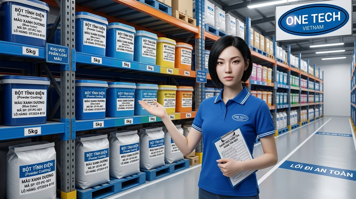 Phân loại và quản lý tồn kho bột sơn tĩnh điện Phân loại bột sơn tĩnh điện theo màu mã hàng và lô nhập