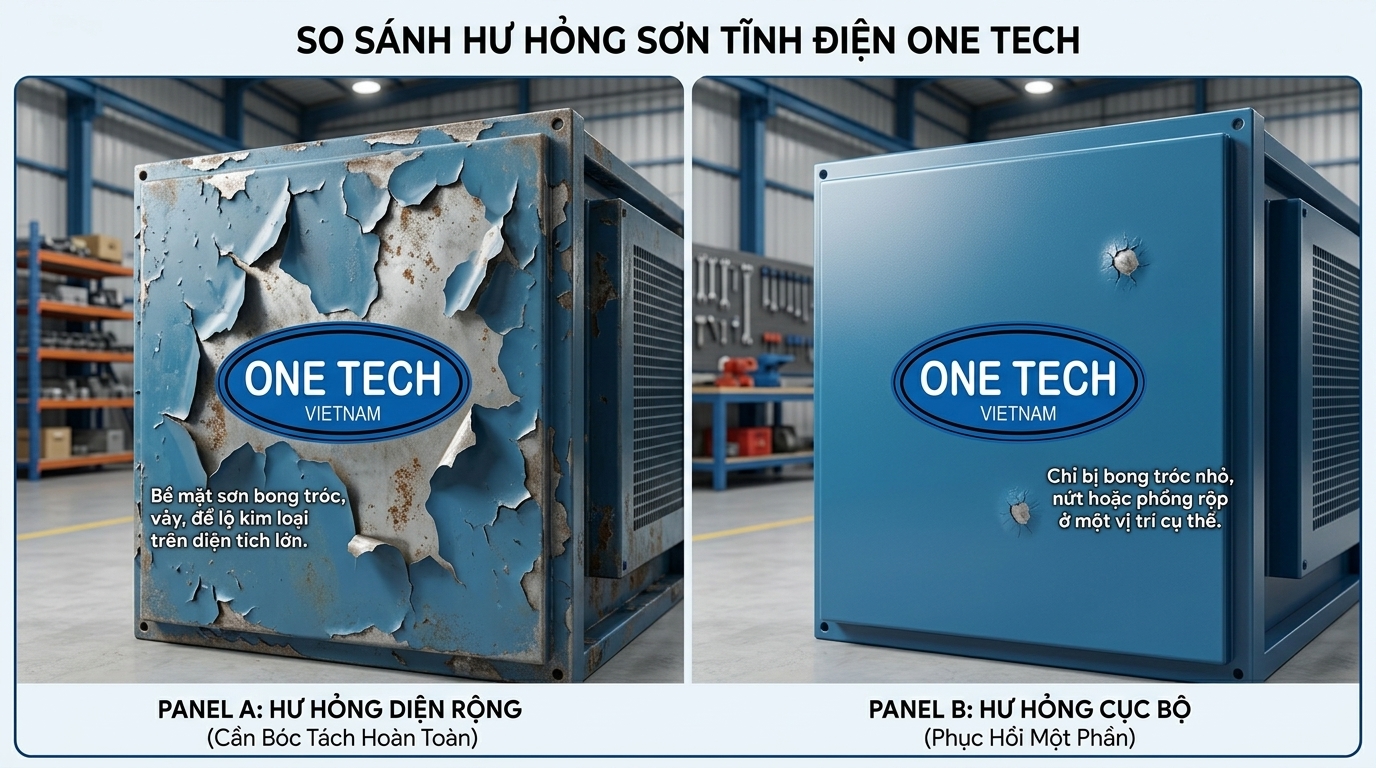 Sơn lại hay sửa cục bộ khi sơn tĩnh điện bị bong So sánh sơn lại toàn bộ và sửa cục bộ khi sơn tĩnh điện bị bong tróc