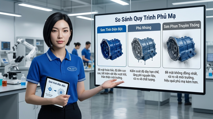 Lợi ích sơn tĩnh điện so với sơn nhúng So sánh sơn tĩnh điện với sơn nhúng và sơn phun truyền thống