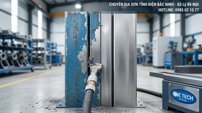Bề mặt kim loại cần tẩy sơn tĩnh điện Bắc Ninh Bề mặt kim loại cần tẩy lớp sơn tĩnh điện cũ trước khi sơn lại tại Bắc Ninh