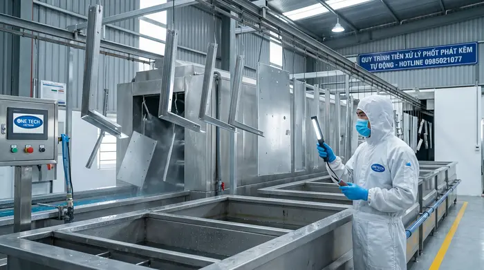 Xử lý bề mặt trước khi sơn tĩnh điện Xử lý bề mặt kim loại trước khi phun bột sơn tĩnh điện