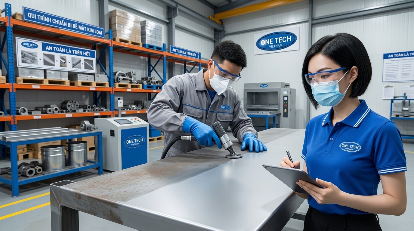 Xử lý bề mặt trước khi sơn tĩnh điện Xử lý bề mặt kim loại trước khi sơn tĩnh điện để hạn chế bong tróc