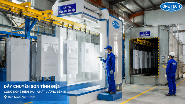 Dây chuyền sơn tĩnh điện tại cơ sở gia công ở Bắc Ninh
