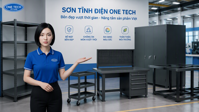 Ứng dụng sơn tĩnh điện cho sản phẩm kim loại Các sản phẩm kim loại như kệ, tủ, khung máy phù hợp sơn tĩnh điện