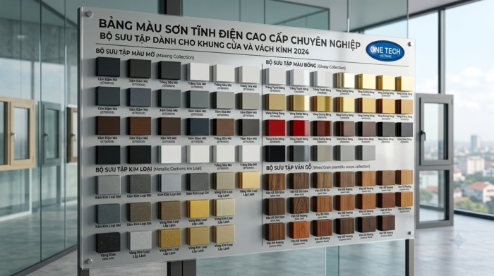 Màu sơn tĩnh điện khung nhôm kính Bắc Ninh Bảng màu sơn tĩnh điện cho khung nhôm kính tại Bắc Ninh