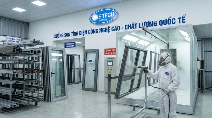 Sơn tĩnh điện OneTech Bắc Ninh cho khung nhôm kính Xưởng sơn tĩnh điện OneTech xử lý khung nhôm kính tại Bắc Ninh